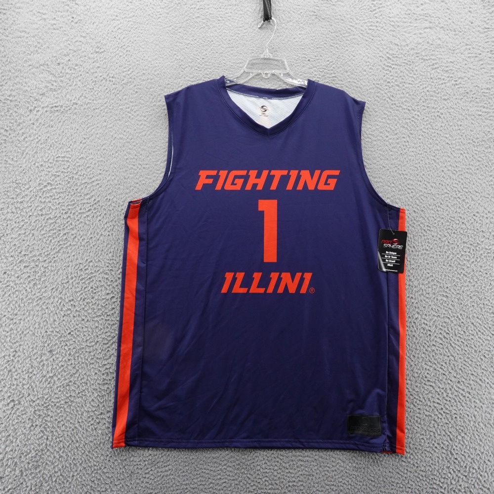 ProSphere Illinois Fighting Illini Mens 2XL Basketball Jersey Navy Blue S0660